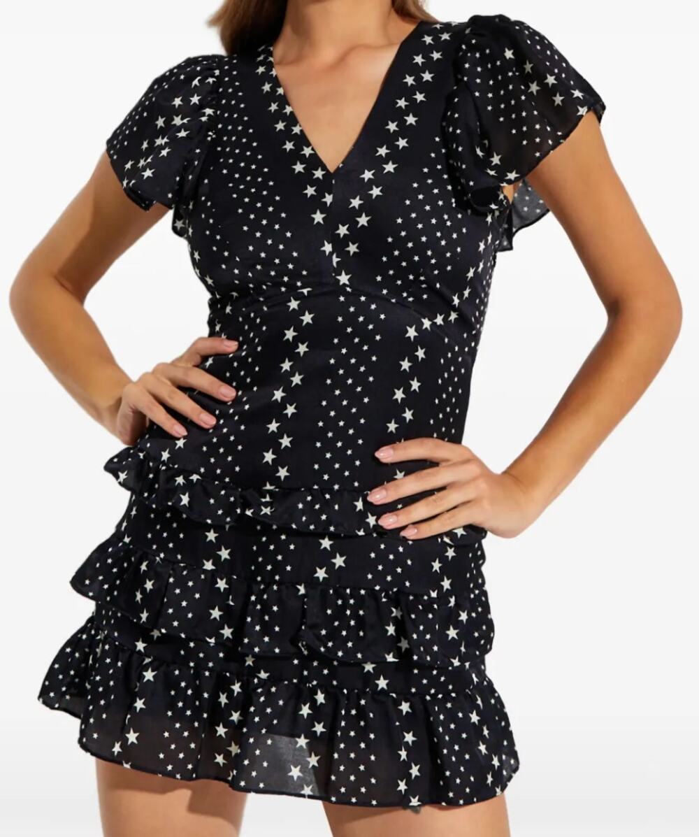LoveShackFancy Higgins Mini Dress Star Print Cotton Silk Size 0
